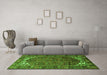 Machine Washable Persian Green Traditional Area Rugs in a Living Room,, wshtr1949grn