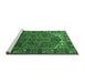 Sideview of Machine Washable Persian Emerald Green Traditional Area Rugs, wshtr1949emgrn