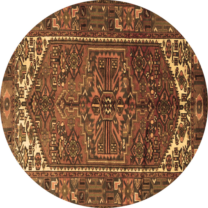 Round Machine Washable Persian Brown Traditional Rug, wshtr1949brn