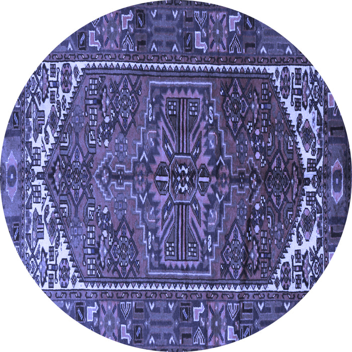 Round Machine Washable Persian Blue Traditional Rug, wshtr1949blu