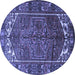 Round Persian Blue Traditional Rug, tr1949blu