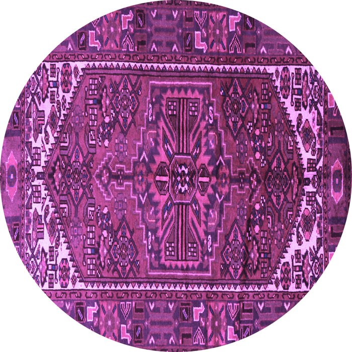Round Persian Purple Traditional Rug, tr1949pur