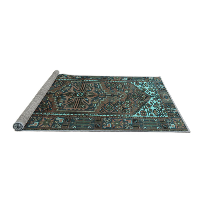 Sideview of Machine Washable Persian Light Blue Traditional Rug, wshtr1949lblu