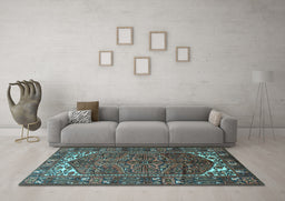 Machine Washable Persian Light Blue Traditional Rug in a Living Room, wshtr1949lblu