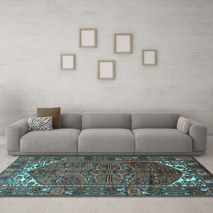 Machine Washable Persian Light Blue Traditional Rug in a Living Room, wshtr1949lblu