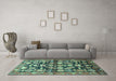 Machine Washable Persian Turquoise Traditional Area Rugs in a Living Room,, wshtr194turq