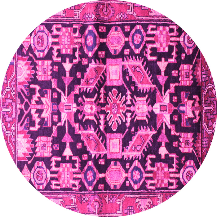 Round Machine Washable Persian Pink Traditional Rug, wshtr194pnk