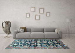 Machine Washable Persian Light Blue Traditional Rug in a Living Room, wshtr194lblu