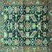 Square Persian Turquoise Traditional Rug, tr194turq