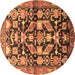 Round Persian Brown Traditional Rug, tr194brn