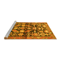 Sideview of Machine Washable Persian Yellow Traditional Rug, wshtr194yw