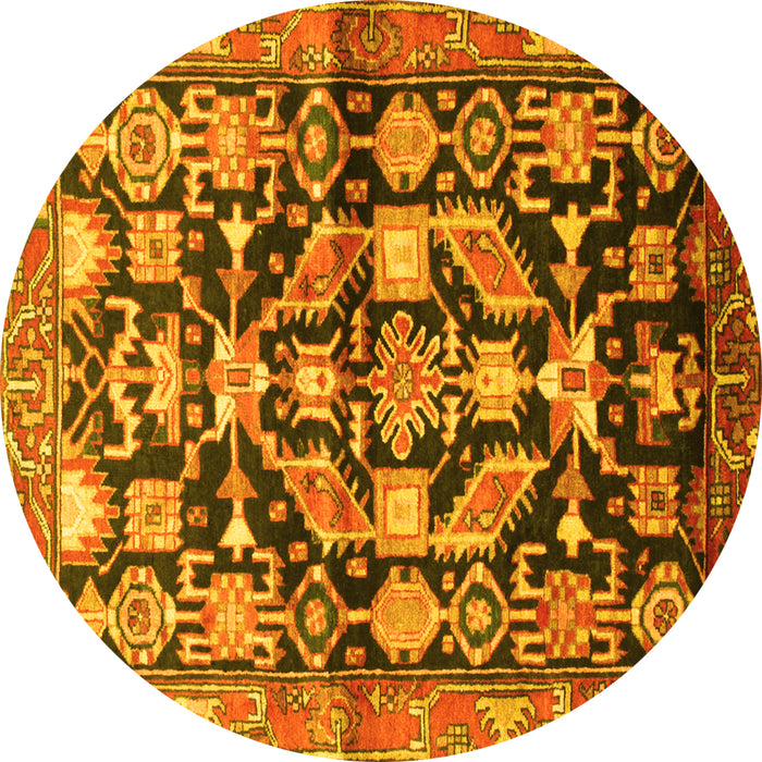 Round Persian Yellow Traditional Rug, tr194yw