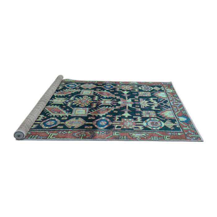 Sideview of Machine Washable Persian Light Blue Traditional Rug, wshtr194lblu