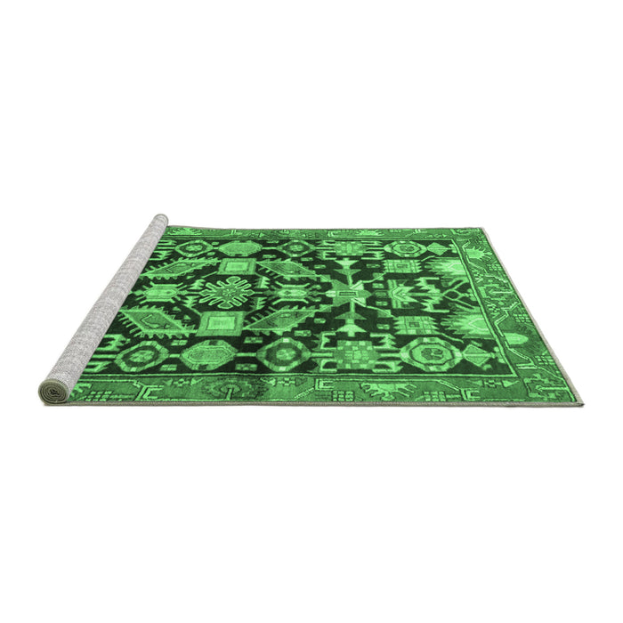 Sideview of Machine Washable Persian Emerald Green Traditional Area Rugs, wshtr194emgrn