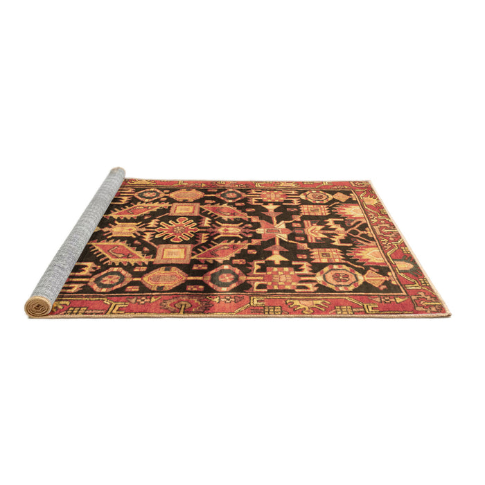 Sideview of Machine Washable Persian Brown Traditional Rug, wshtr194brn