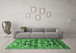 Machine Washable Persian Emerald Green Traditional Area Rugs in a Living Room,, wshtr194emgrn