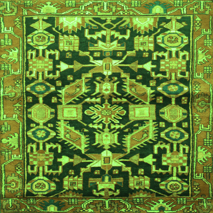 Square Persian Green Traditional Rug, tr194grn