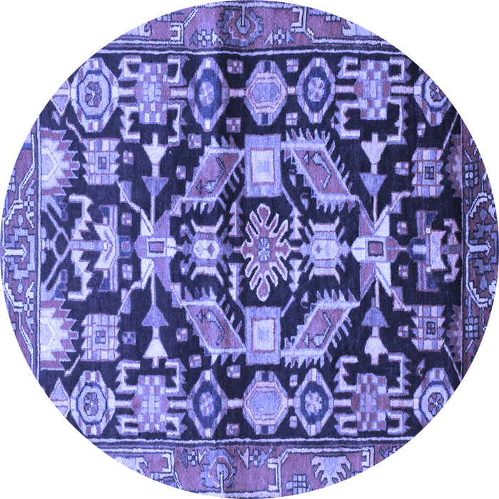 Round Persian Blue Traditional Rug, tr194blu