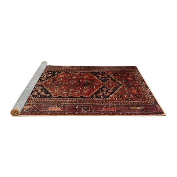 Sideview of Machine Washable Traditional Saffron Red Rug, wshtr1950