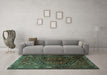 Machine Washable Persian Turquoise Traditional Area Rugs in a Living Room,, wshtr1950turq