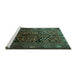 Sideview of Machine Washable Persian Turquoise Traditional Area Rugs, wshtr1950turq