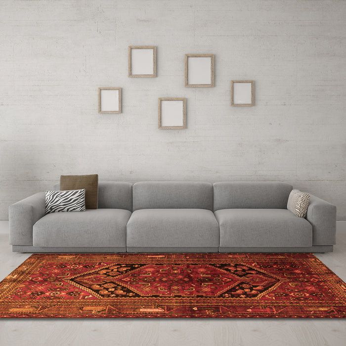 Machine Washable Persian Orange Traditional Area Rugs in a Living Room, wshtr1950org