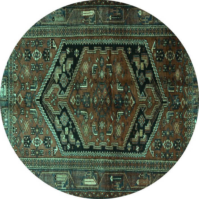 Round Persian Turquoise Traditional Rug, tr1950turq