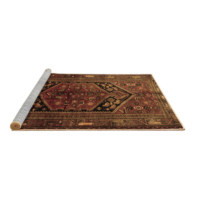 Sideview of Machine Washable Persian Brown Traditional Rug, wshtr1950brn