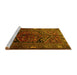 Sideview of Machine Washable Persian Yellow Traditional Rug, wshtr1950yw