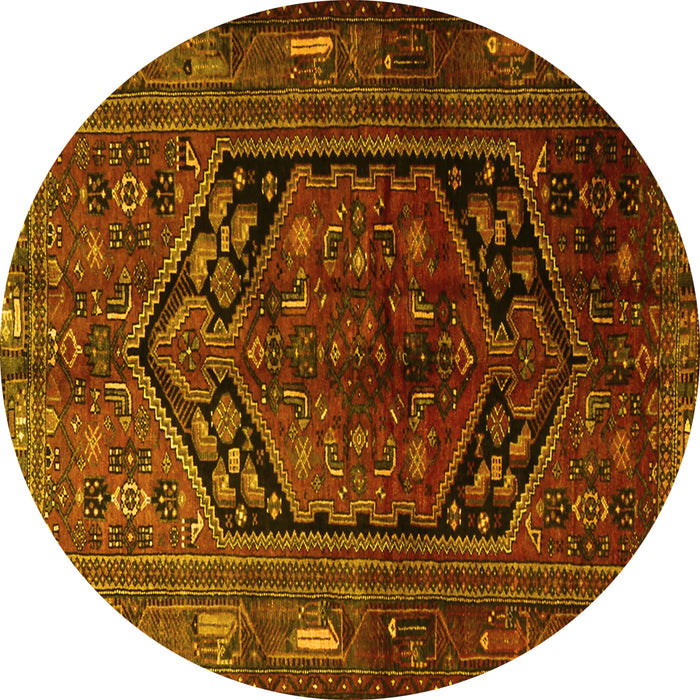 Round Persian Yellow Traditional Rug, tr1950yw