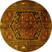 Round Persian Yellow Traditional Rug, tr1950yw