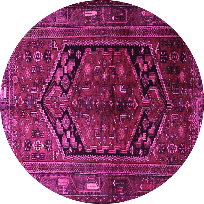 Round Machine Washable Persian Pink Traditional Rug, wshtr1950pnk