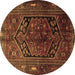 Round Persian Brown Traditional Rug, tr1950brn