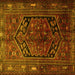 Square Machine Washable Persian Yellow Traditional Rug, wshtr1950yw