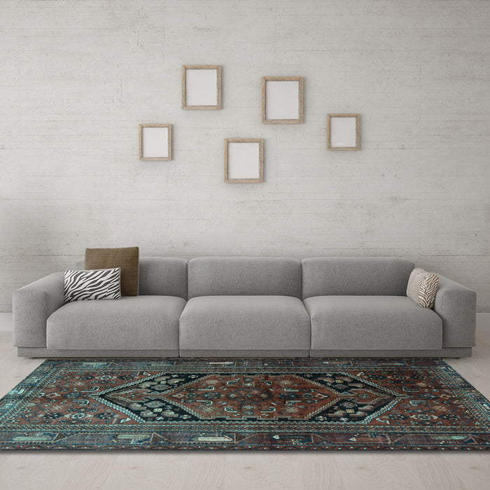 Machine Washable Persian Light Blue Traditional Rug in a Living Room, wshtr1950lblu
