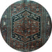 Round Persian Light Blue Traditional Rug, tr1950lblu