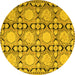 Round Machine Washable Persian Yellow Traditional Rug, wshtr1951yw