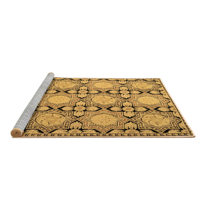 Sideview of Machine Washable Persian Brown Traditional Rug, wshtr1951brn