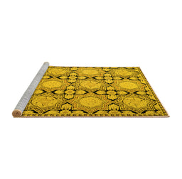 Sideview of Machine Washable Persian Yellow Traditional Rug, wshtr1951yw