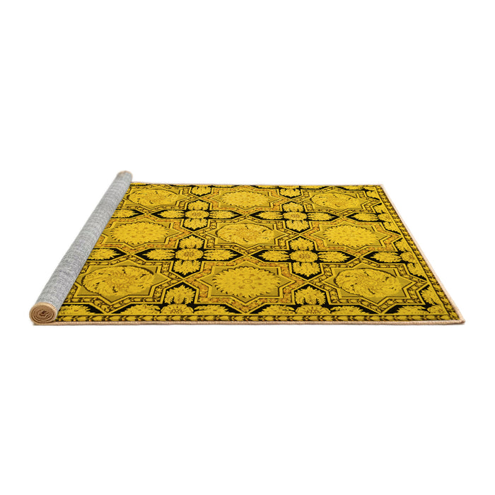 Sideview of Machine Washable Persian Yellow Traditional Rug, wshtr1951yw