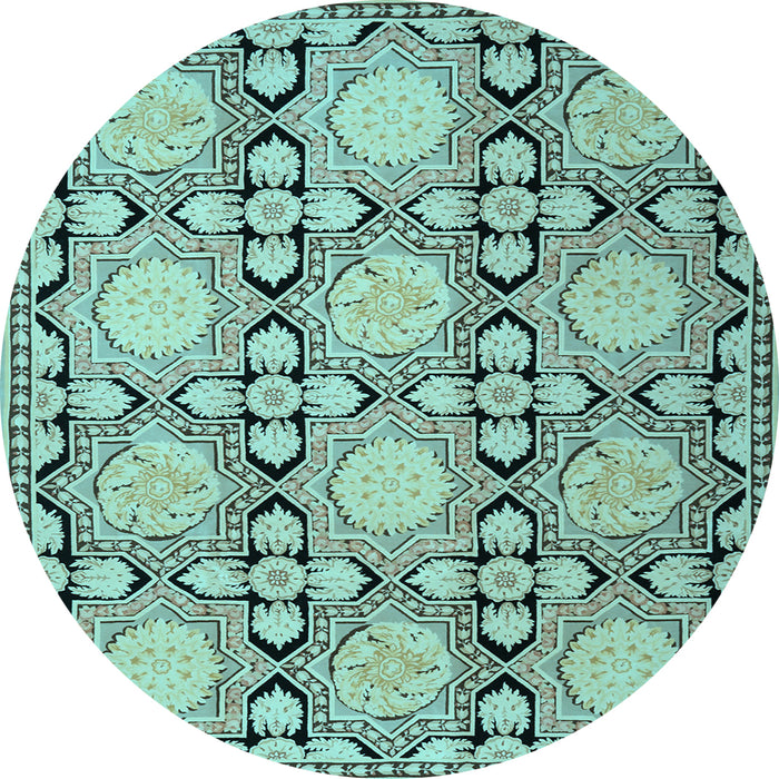 Round Machine Washable Persian Light Blue Traditional Rug, wshtr1951lblu
