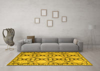 Machine Washable Persian Yellow Traditional Rug, wshtr1951yw