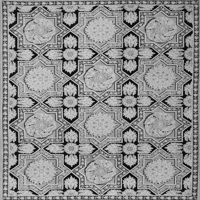 Round Machine Washable Persian Gray Traditional Rug, wshtr1951gry