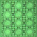 Square Machine Washable Persian Emerald Green Traditional Area Rugs, wshtr1951emgrn