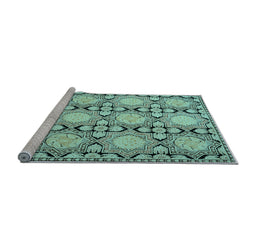Sideview of Machine Washable Persian Light Blue Traditional Rug, wshtr1951lblu