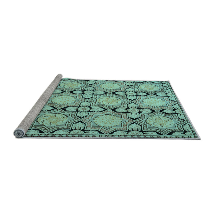 Sideview of Machine Washable Persian Light Blue Traditional Rug, wshtr1951lblu