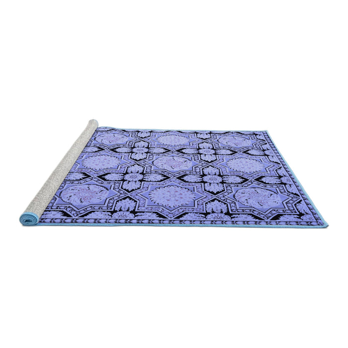 Sideview of Machine Washable Persian Blue Traditional Rug, wshtr1951blu