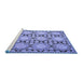 Sideview of Machine Washable Persian Blue Traditional Rug, wshtr1951blu