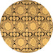 Round Persian Brown Traditional Rug, tr1951brn