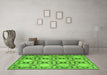 Machine Washable Persian Green Traditional Area Rugs in a Living Room,, wshtr1951grn